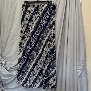 Navy and White Floral Skirt